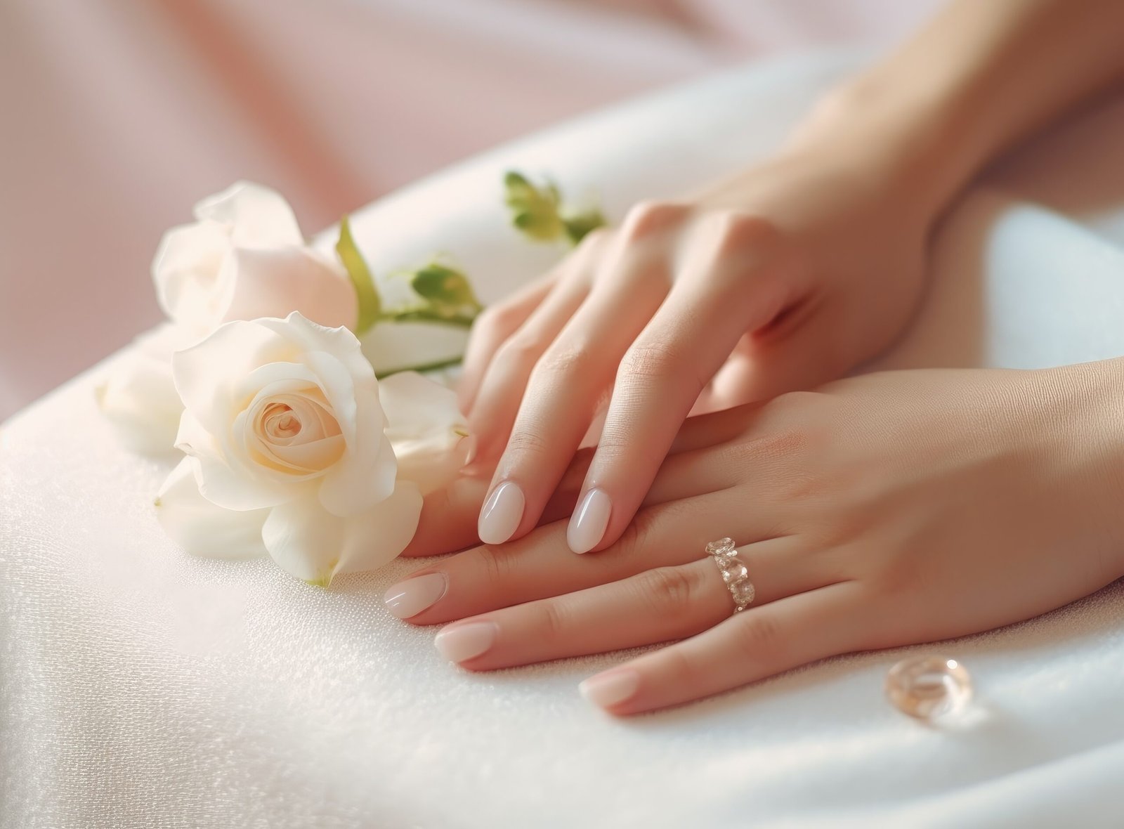 Young woman applying cream on her hands, closeup